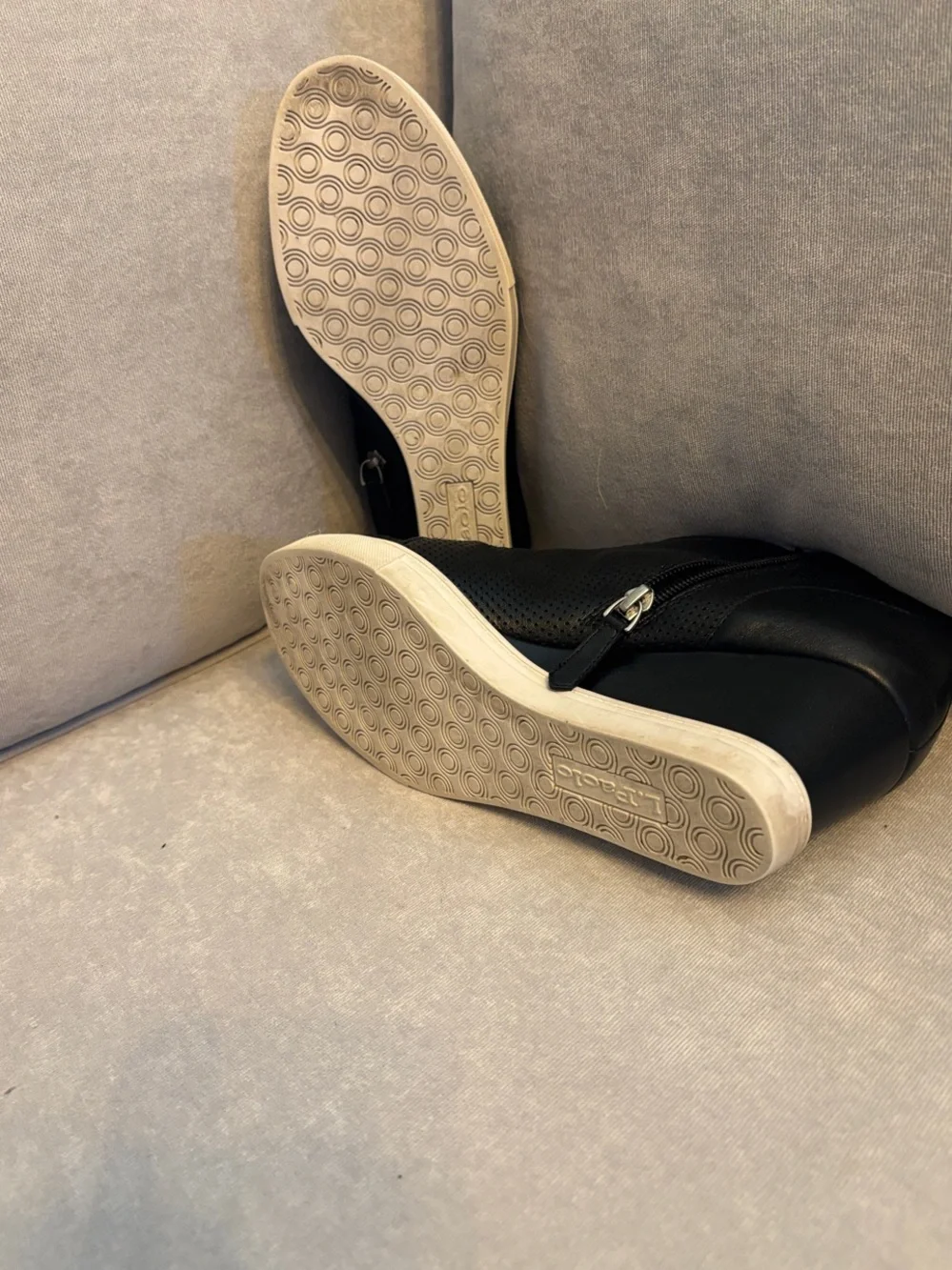 Paolo Black Leather Wedge Sneakers with White Soles